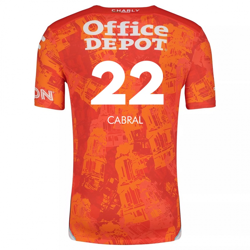 Gyermek Gustavo Cabral #22 Narancssárga Fehér Idegenbeli Jersey 2024/25 Mez Póló Ing