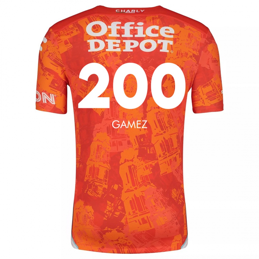 Gyermek Sergio Gámez #200 Narancssárga Fehér Idegenbeli Jersey 2024/25 Mez Póló Ing