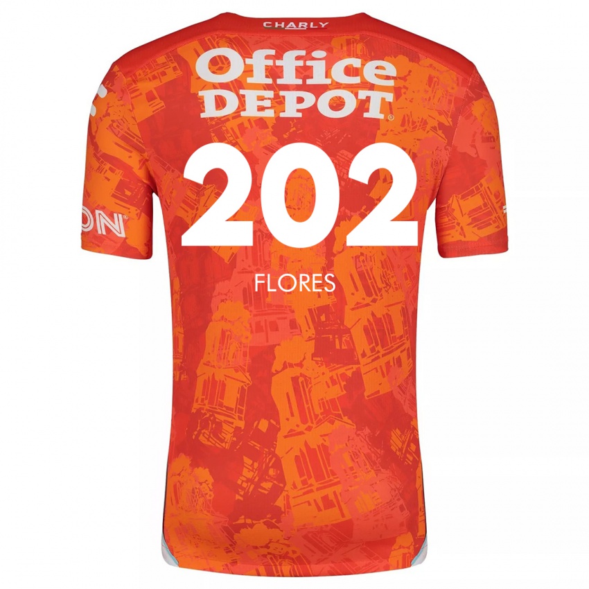 Gyermek Luis Flores #202 Narancssárga Fehér Idegenbeli Jersey 2024/25 Mez Póló Ing