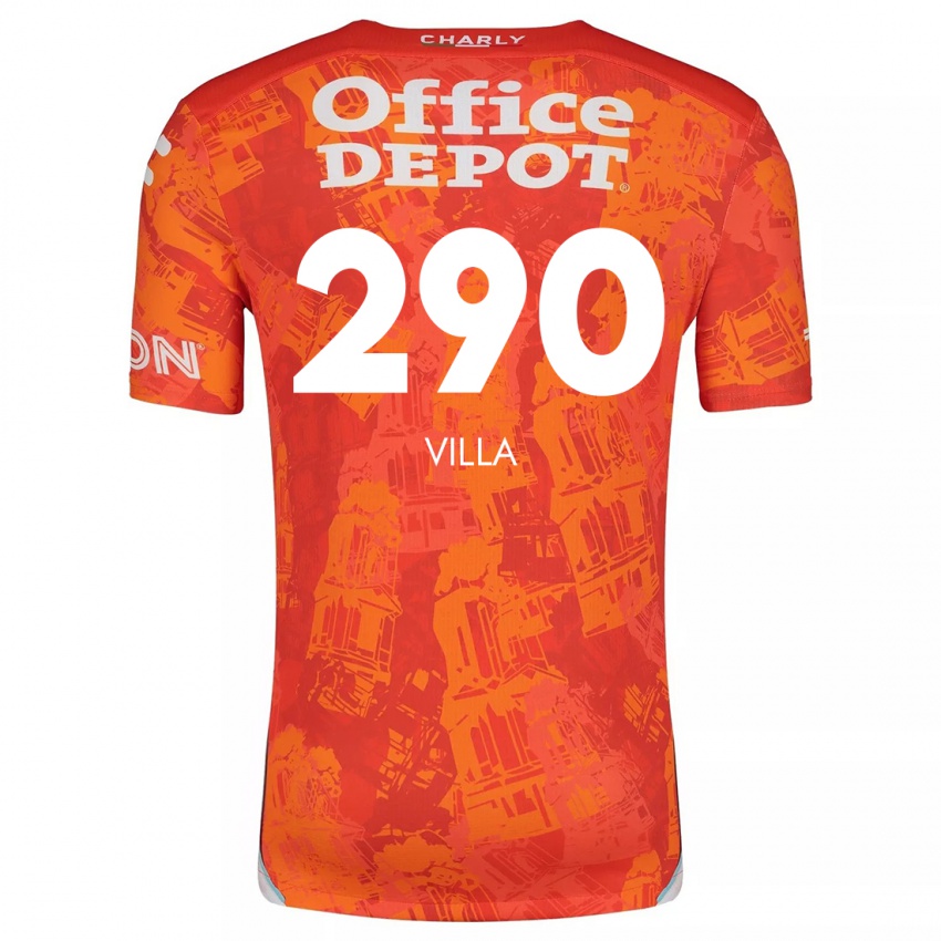 Gyermek Adrián Villa #290 Narancssárga Fehér Idegenbeli Jersey 2024/25 Mez Póló Ing