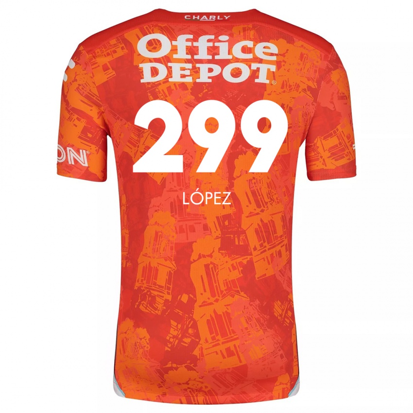 Gyermek Santiago López #299 Narancssárga Fehér Idegenbeli Jersey 2024/25 Mez Póló Ing