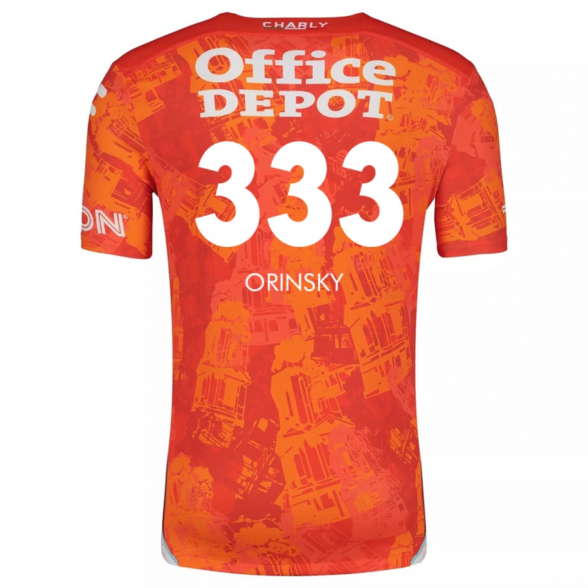 Gyermek Edson Orinsky #333 Narancssárga Fehér Idegenbeli Jersey 2024/25 Mez Póló Ing