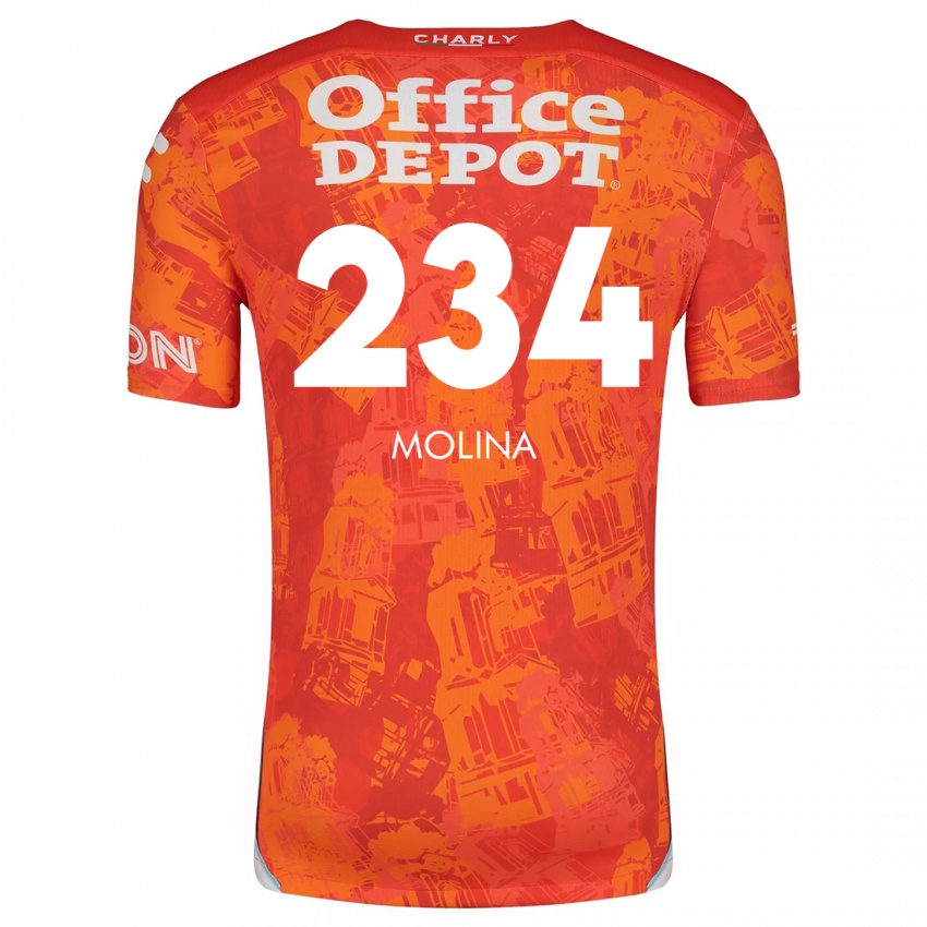 Gyermek Yoshimar Molina #234 Narancssárga Fehér Idegenbeli Jersey 2024/25 Mez Póló Ing