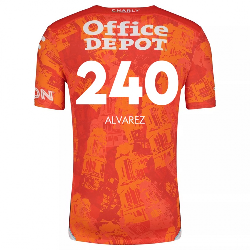 Gyermek Gael Álvarez #240 Narancssárga Fehér Idegenbeli Jersey 2024/25 Mez Póló Ing