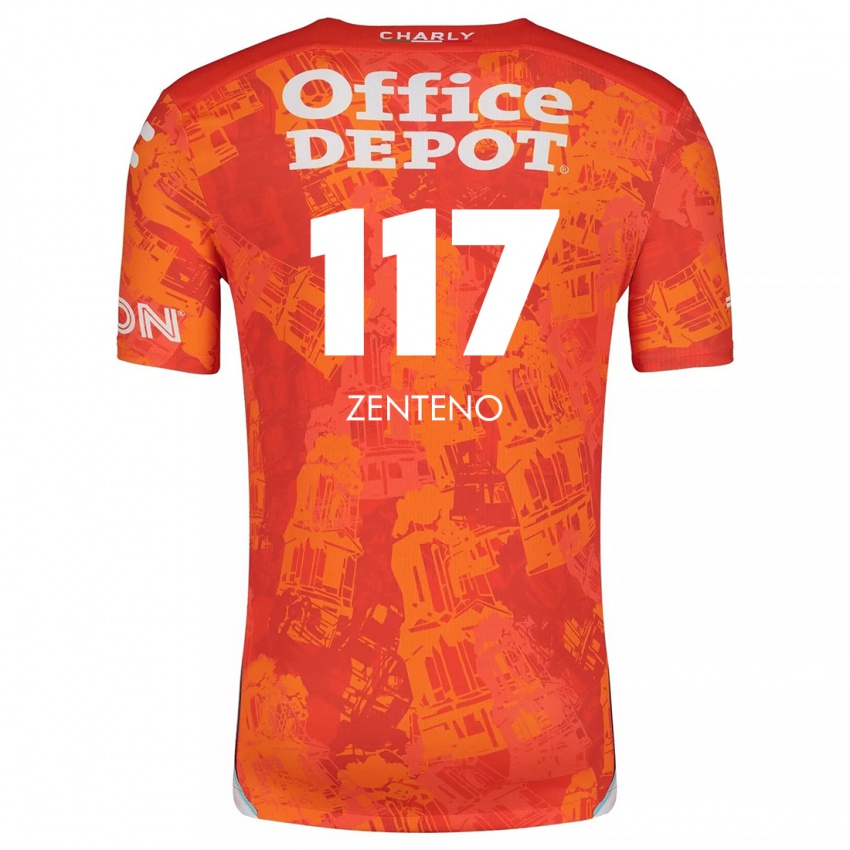 Gyermek Gustavo Zenteno #117 Narancssárga Fehér Idegenbeli Jersey 2024/25 Mez Póló Ing