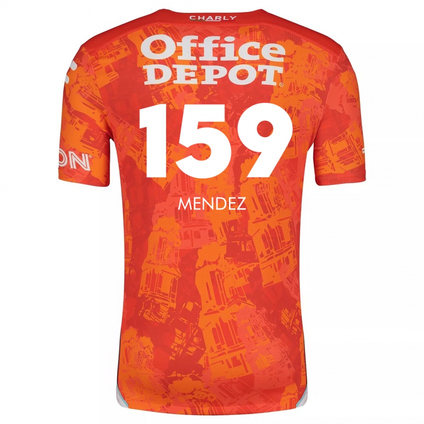 Gyermek Daniel Méndez #159 Narancssárga Fehér Idegenbeli Jersey 2024/25 Mez Póló Ing