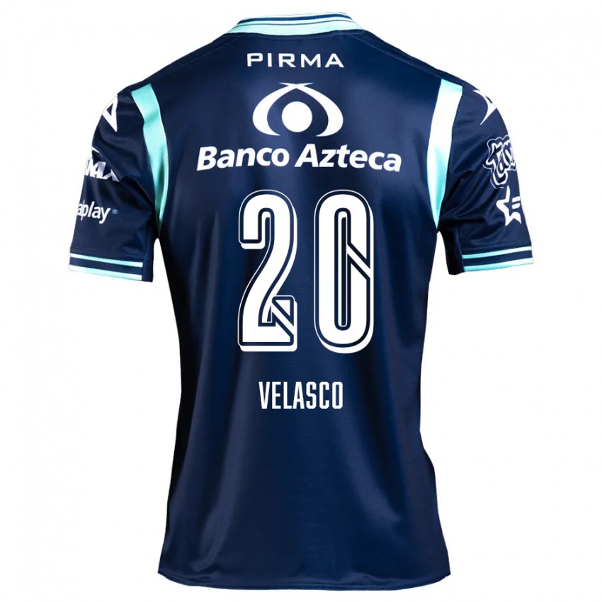 Gyermek Kevin Velasco #20 Sötétkék Idegenbeli Jersey 2024/25 Mez Póló Ing