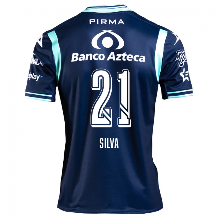 Gyermek Gastón Silva #21 Sötétkék Idegenbeli Jersey 2024/25 Mez Póló Ing