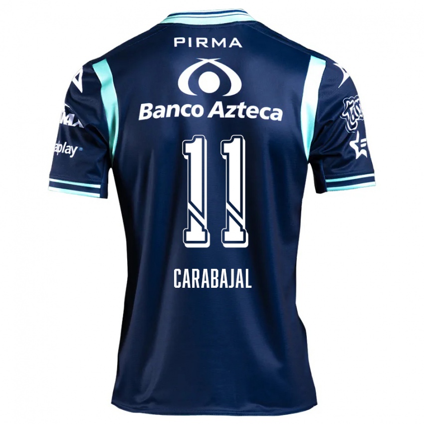 Gyermek Gabriel Carabajal #11 Sötétkék Idegenbeli Jersey 2024/25 Mez Póló Ing