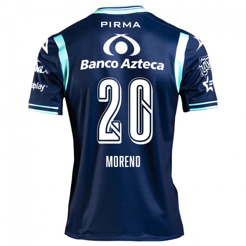 Gyermek Ximena Moreno #20 Sötétkék Idegenbeli Jersey 2024/25 Mez Póló Ing