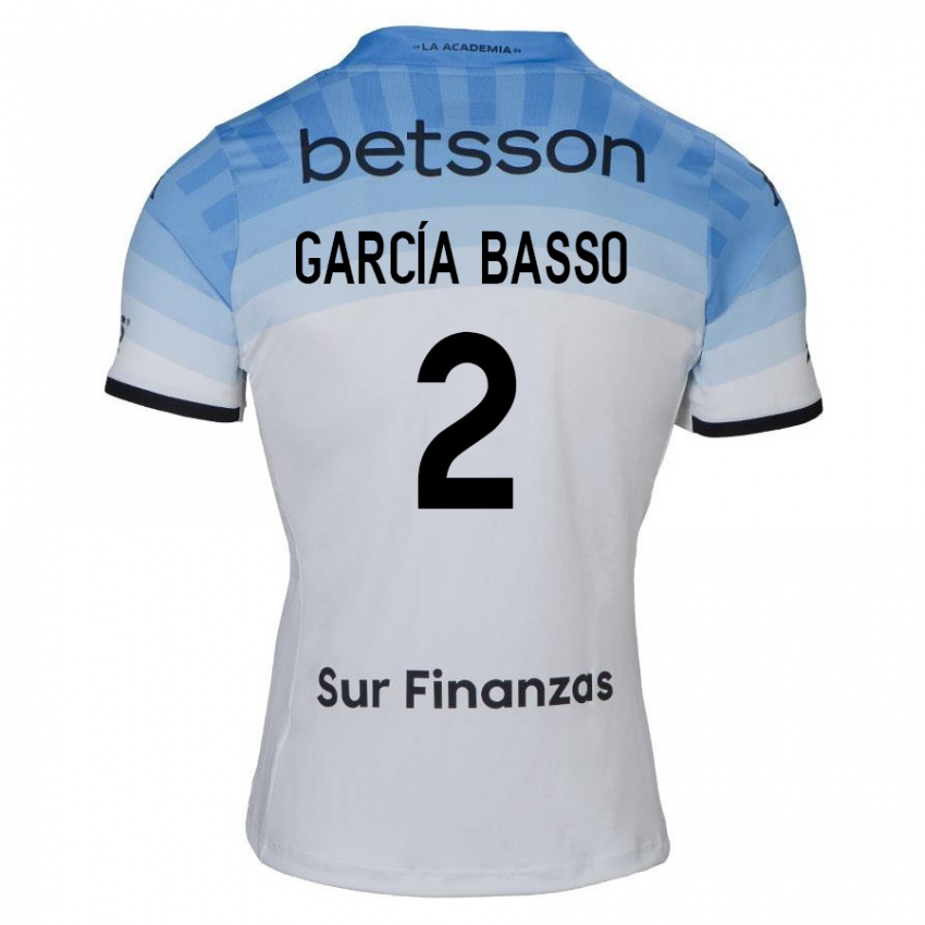 Gyermek Agustín García Basso #2 Fehér Kék Fekete Idegenbeli Jersey 2024/25 Mez Póló Ing