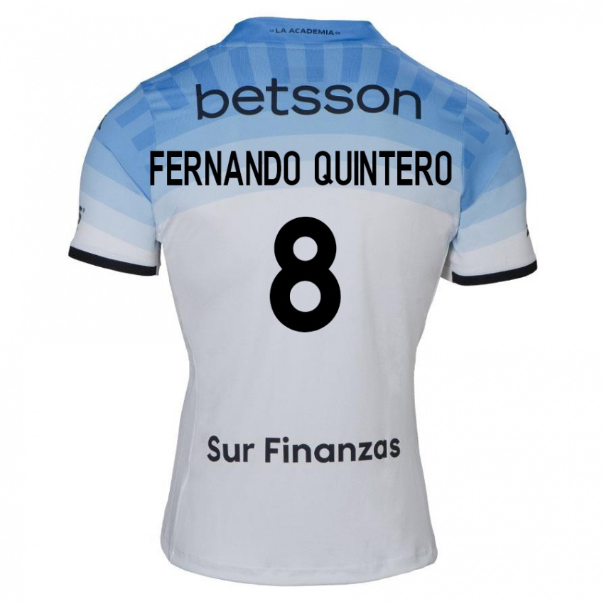 Gyermek Juan Fernando Quintero #8 Fehér Kék Fekete Idegenbeli Jersey 2024/25 Mez Póló Ing