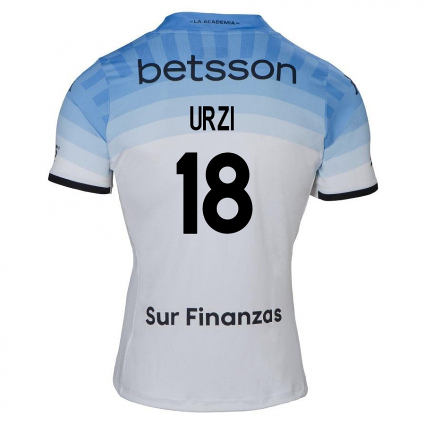 Gyermek Agustín Urzi #18 Fehér Kék Fekete Idegenbeli Jersey 2024/25 Mez Póló Ing