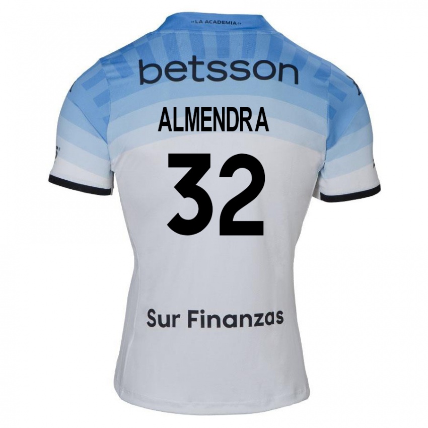 Gyermek Agustin Almendra #32 Fehér Kék Fekete Idegenbeli Jersey 2024/25 Mez Póló Ing