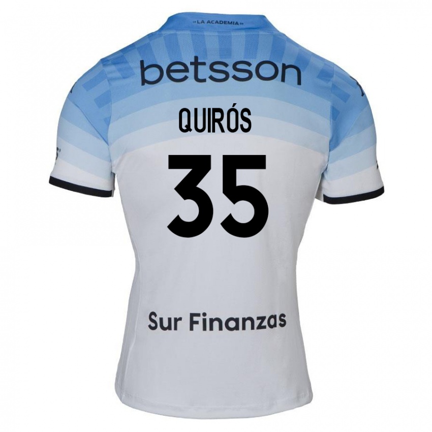 Gyermek Santiago Quirós #35 Fehér Kék Fekete Idegenbeli Jersey 2024/25 Mez Póló Ing