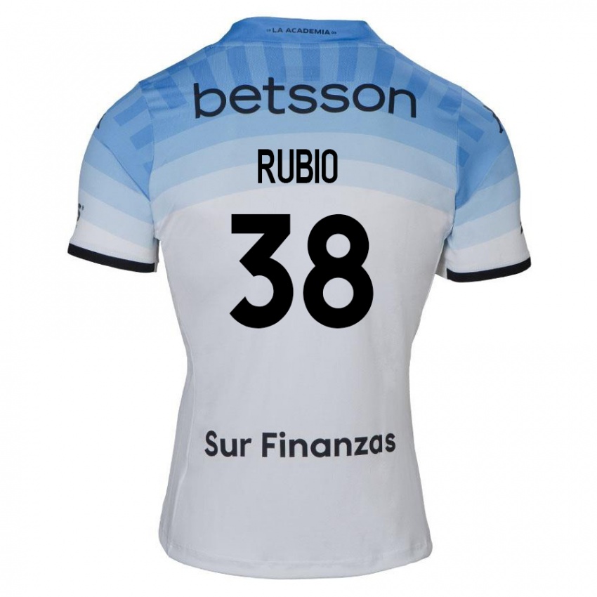 Gyermek Tobías Rubio #38 Fehér Kék Fekete Idegenbeli Jersey 2024/25 Mez Póló Ing