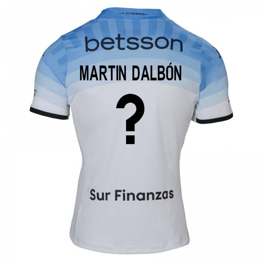 Gyermek Juan Martin Dalbón #0 Fehér Kék Fekete Idegenbeli Jersey 2024/25 Mez Póló Ing