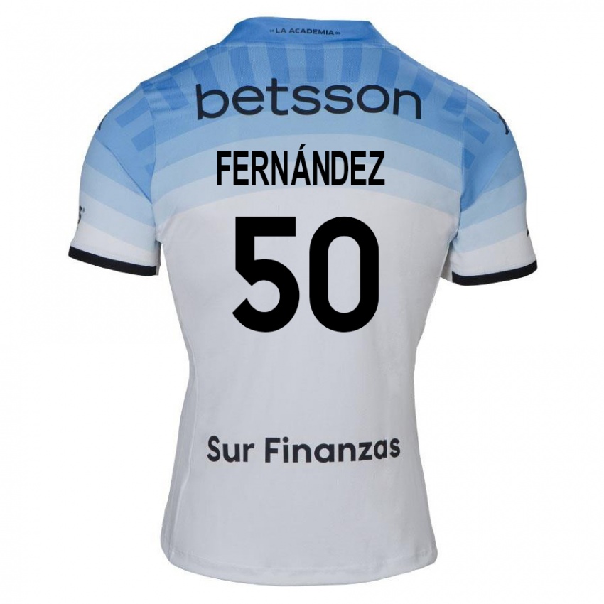 Gyermek Román Fernández #50 Fehér Kék Fekete Idegenbeli Jersey 2024/25 Mez Póló Ing