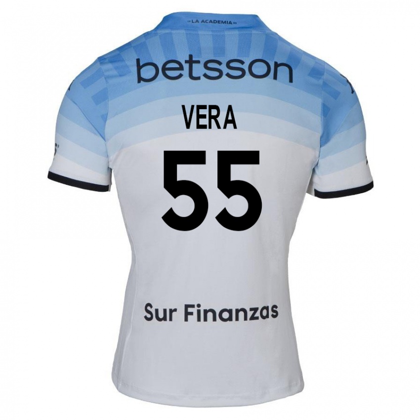 Gyermek Santino Vera #55 Fehér Kék Fekete Idegenbeli Jersey 2024/25 Mez Póló Ing