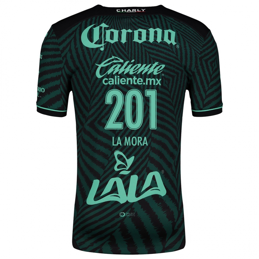 Gyermek Luis De La Mora #201 Fekete Zöld Idegenbeli Jersey 2024/25 Mez Póló Ing