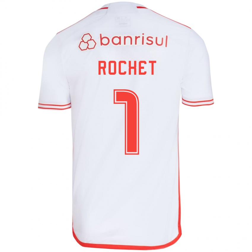 Gyermek Sergio Rochet #1 Fehér Piros Idegenbeli Jersey 2024/25 Mez Póló Ing