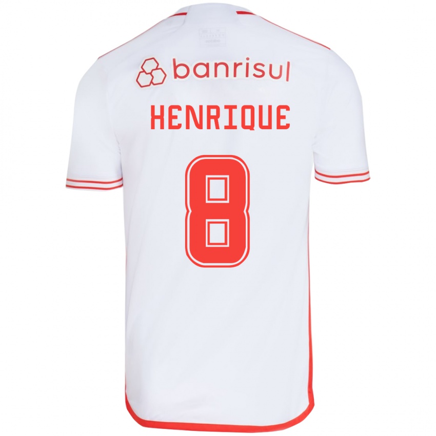 Gyermek Bruno Henrique #8 Fehér Piros Idegenbeli Jersey 2024/25 Mez Póló Ing