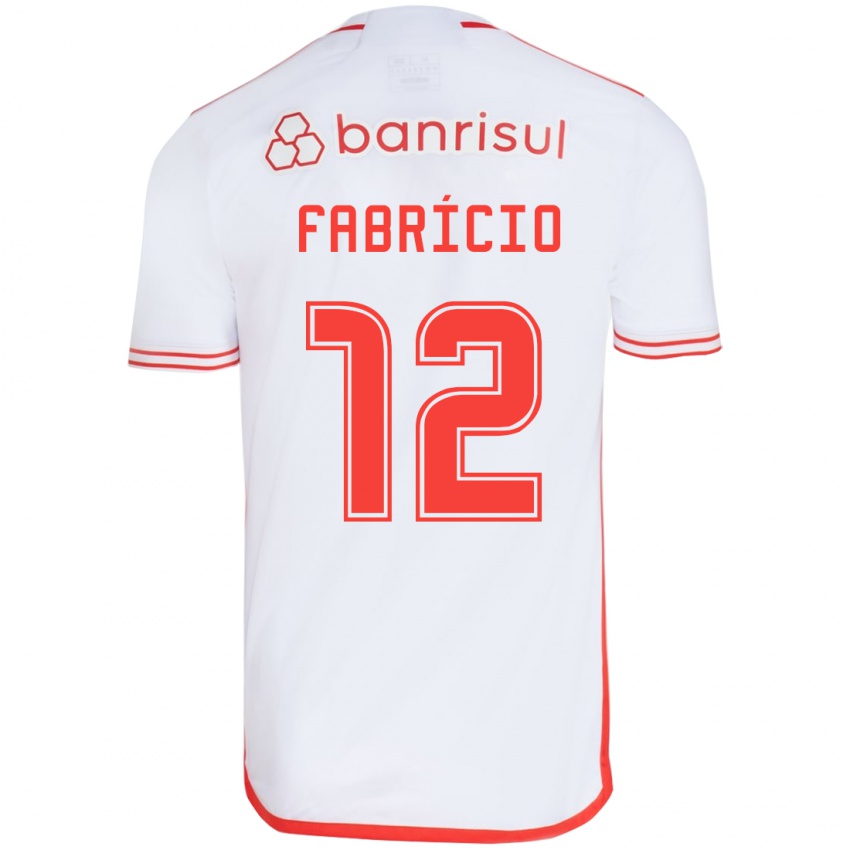 Gyermek Fabrício #12 Fehér Piros Idegenbeli Jersey 2024/25 Mez Póló Ing