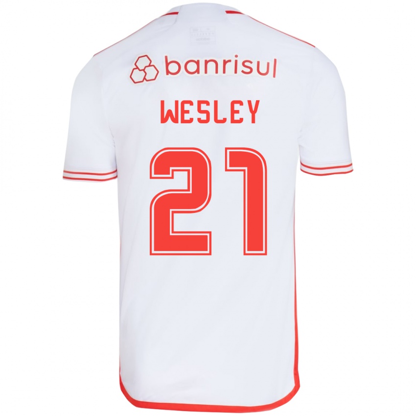 Gyermek Wesley #21 Fehér Piros Idegenbeli Jersey 2024/25 Mez Póló Ing