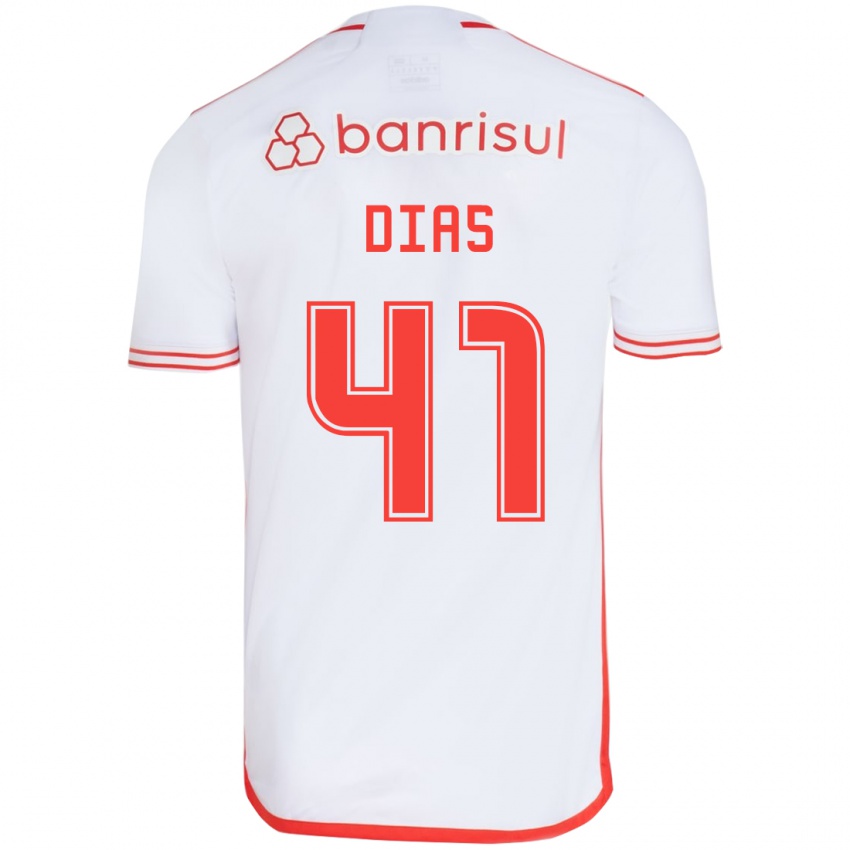 Gyermek Matheus Dias #41 Fehér Piros Idegenbeli Jersey 2024/25 Mez Póló Ing