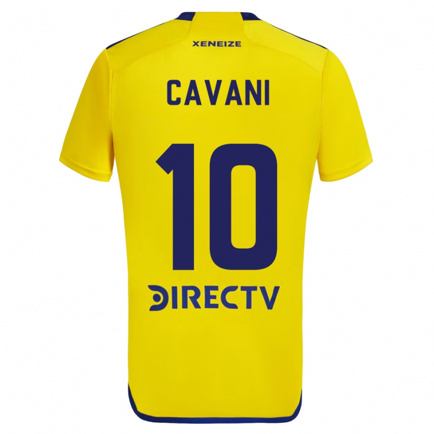 Gyermek Edinson Cavani #10 Sárga Kék Idegenbeli Jersey 2024/25 Mez Póló Ing