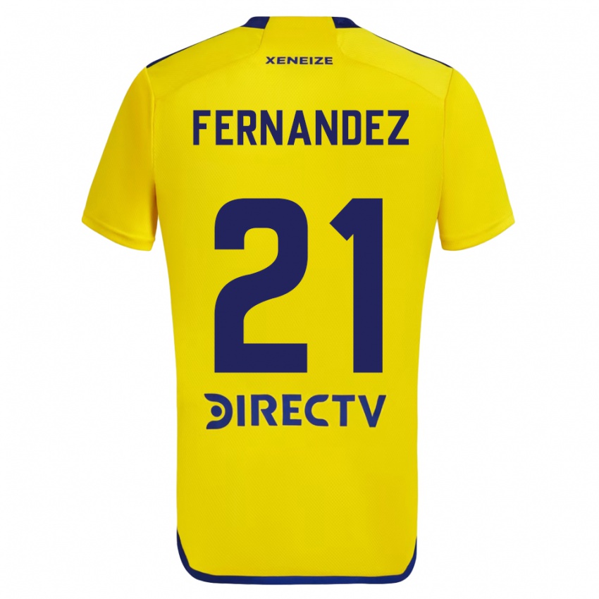 Gyermek Ezequiel Fernandez #21 Sárga Kék Idegenbeli Jersey 2024/25 Mez Póló Ing