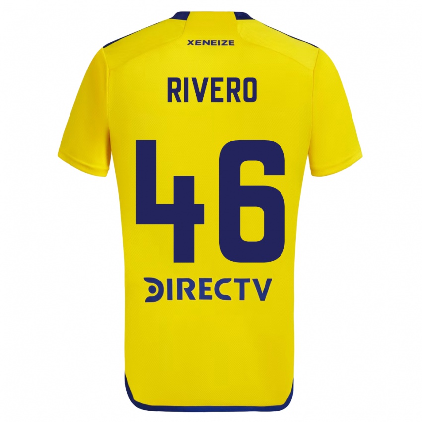 Gyermek Simon Rivero #46 Sárga Kék Idegenbeli Jersey 2024/25 Mez Póló Ing