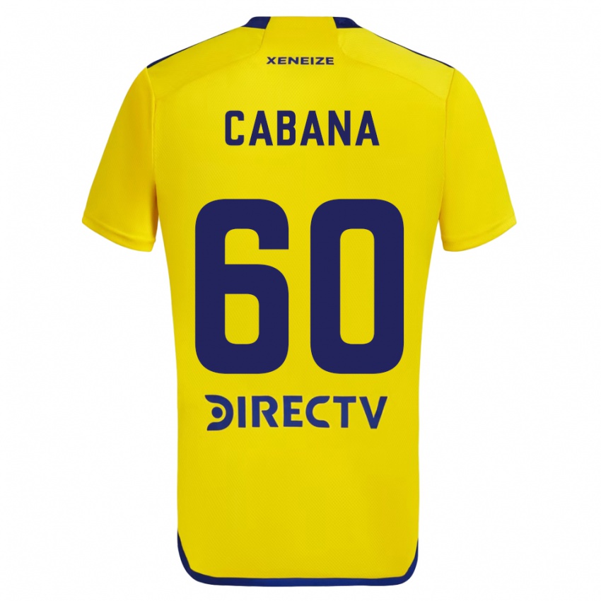 Gyermek Juan Pablo Cabana #60 Sárga Kék Idegenbeli Jersey 2024/25 Mez Póló Ing