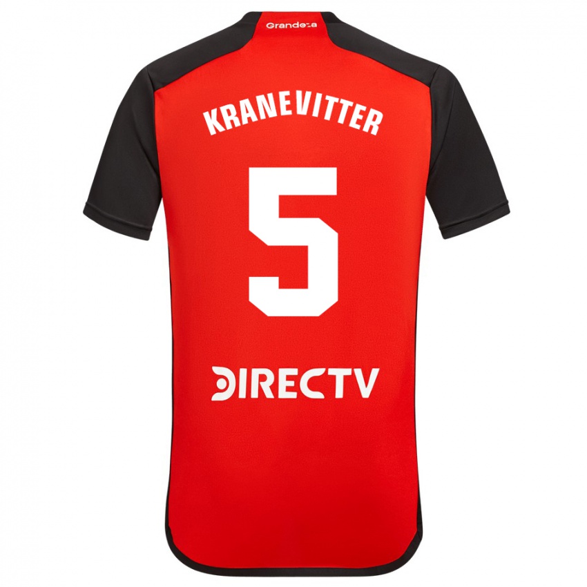 Gyermek Matías Kranevitter #5 Piros Fekete Fehér Idegenbeli Jersey 2024/25 Mez Póló Ing