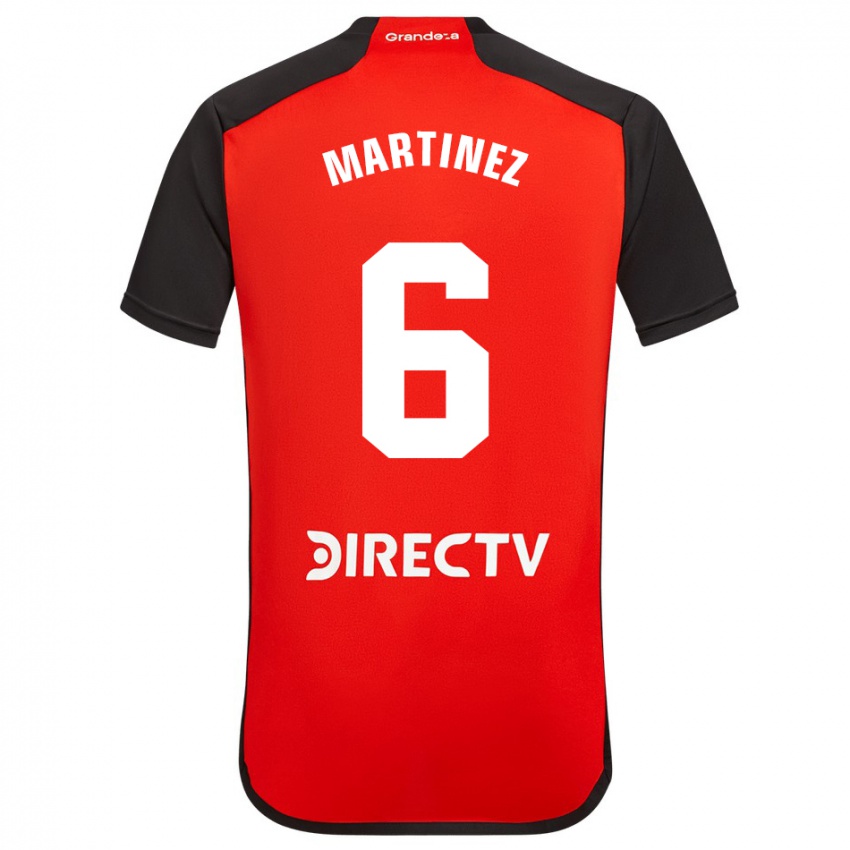 Gyermek David Martinez #6 Piros Fekete Fehér Idegenbeli Jersey 2024/25 Mez Póló Ing