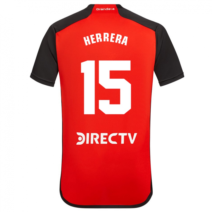 Gyermek Andrés Herrera #15 Piros Fekete Fehér Idegenbeli Jersey 2024/25 Mez Póló Ing