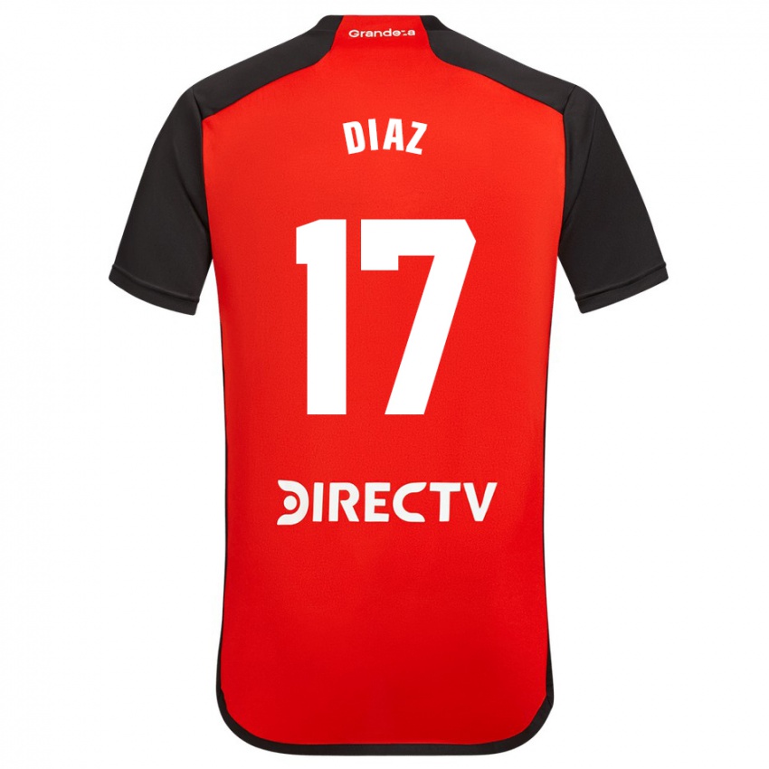 Gyermek Paulo Diaz #17 Piros Fekete Fehér Idegenbeli Jersey 2024/25 Mez Póló Ing