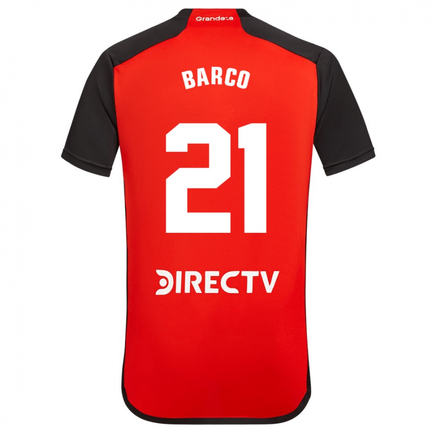 Gyermek Esequiel Barco #21 Piros Fekete Fehér Idegenbeli Jersey 2024/25 Mez Póló Ing