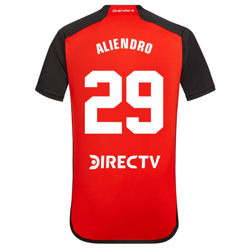 Gyermek Rodrigo Aliendro #29 Piros Fekete Fehér Idegenbeli Jersey 2024/25 Mez Póló Ing