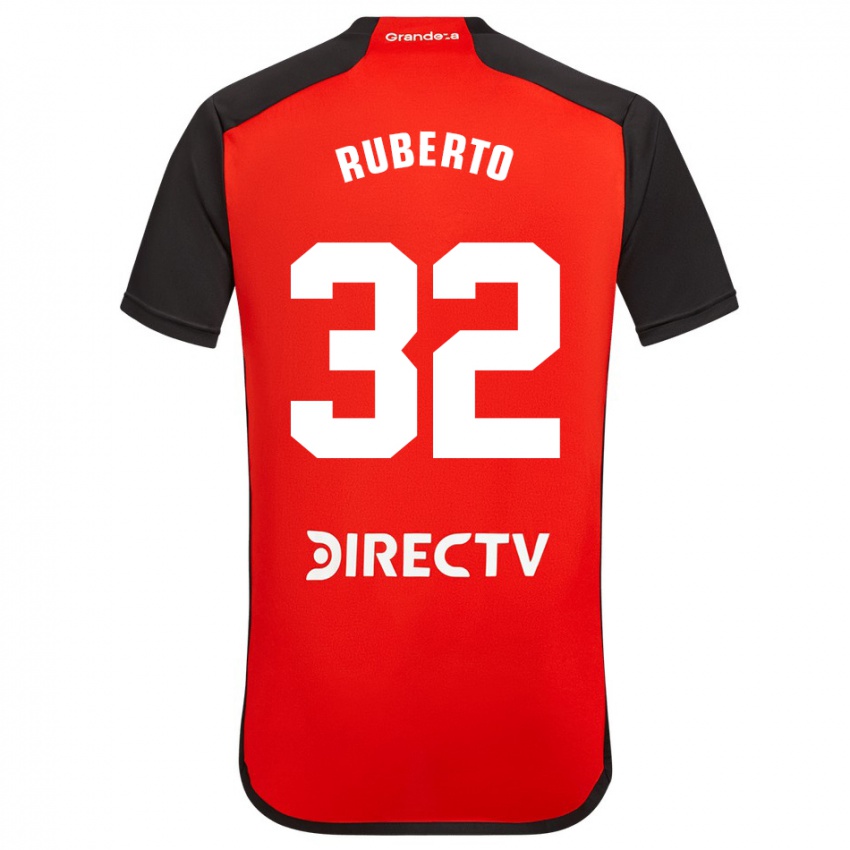 Gyermek Agustín Ruberto #32 Piros Fekete Fehér Idegenbeli Jersey 2024/25 Mez Póló Ing