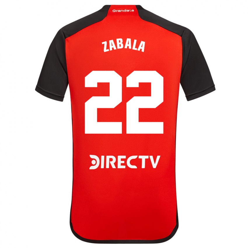 Gyermek Daniel Zabala #22 Piros Fekete Fehér Idegenbeli Jersey 2024/25 Mez Póló Ing