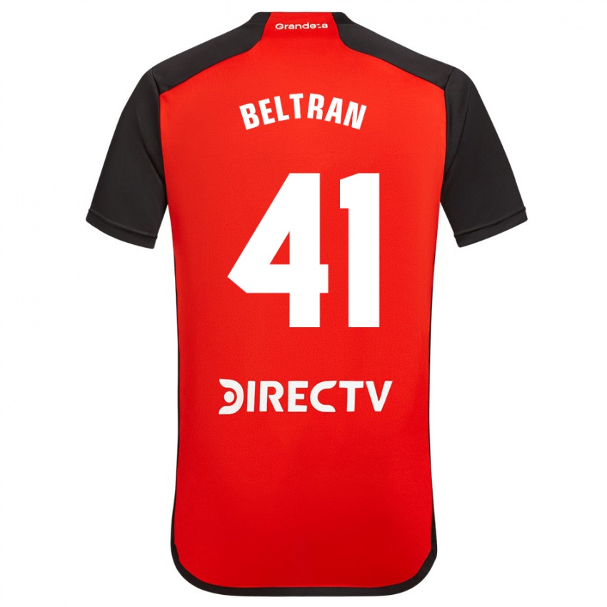 Gyermek Santiago Beltrán #41 Piros Fekete Fehér Idegenbeli Jersey 2024/25 Mez Póló Ing