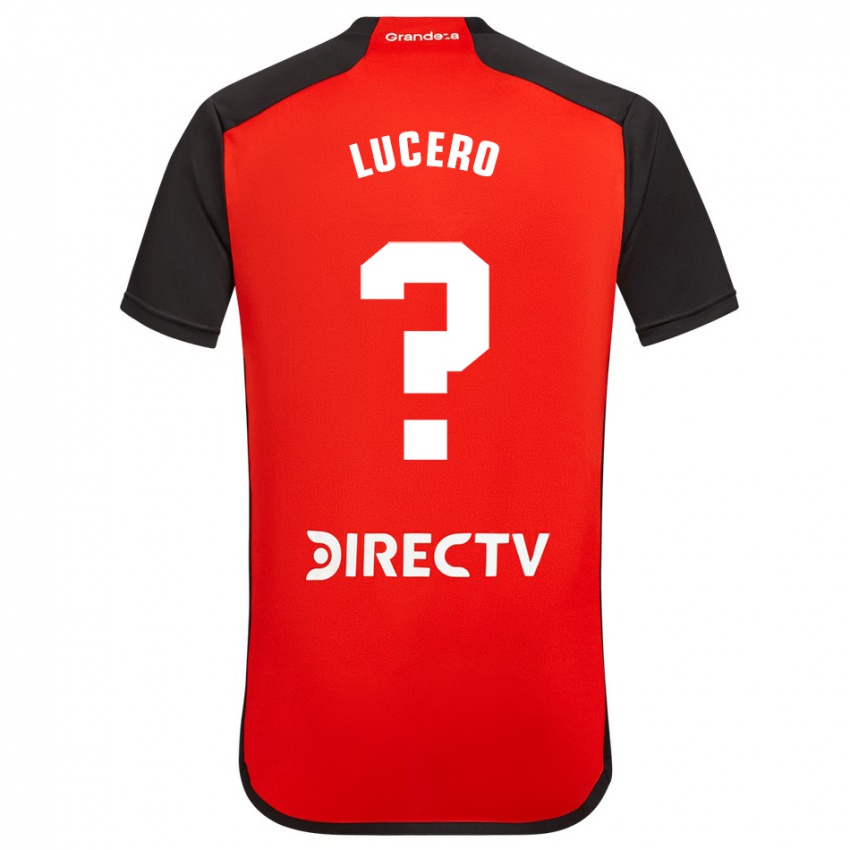 Gyermek Valentin Lucero #0 Piros Fekete Fehér Idegenbeli Jersey 2024/25 Mez Póló Ing