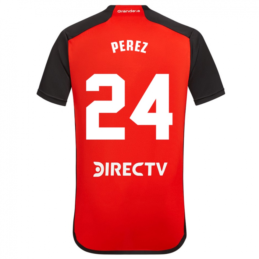 Gyermek Enzo Perez #24 Piros Fekete Fehér Idegenbeli Jersey 2024/25 Mez Póló Ing