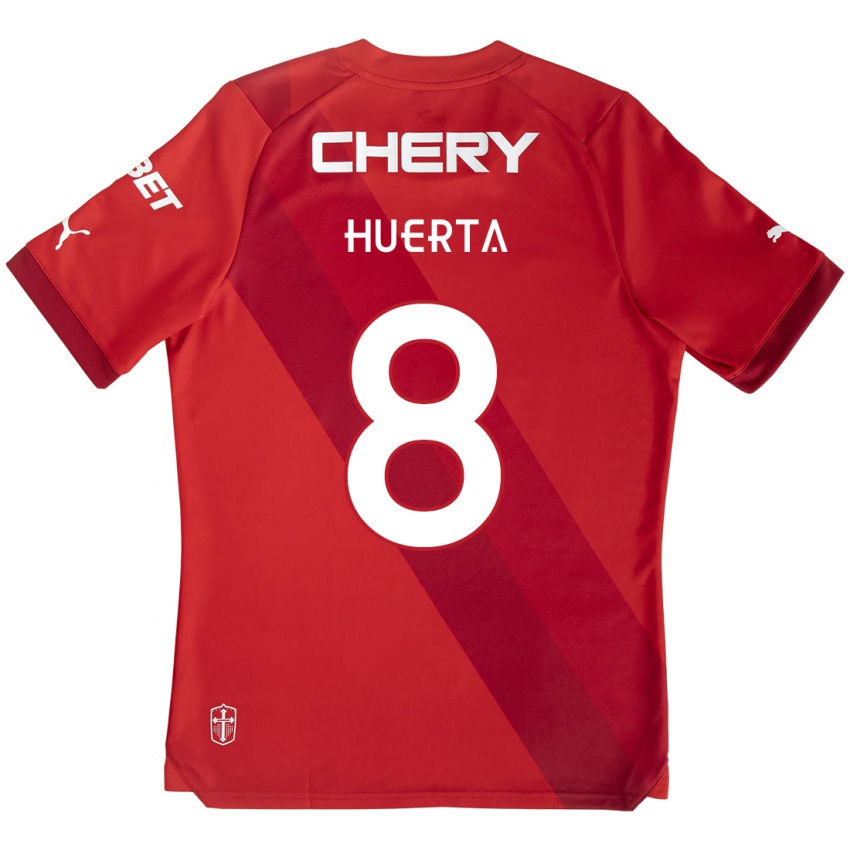 Gyermek Valber Huerta #8 Piros Fehér Idegenbeli Jersey 2024/25 Mez Póló Ing