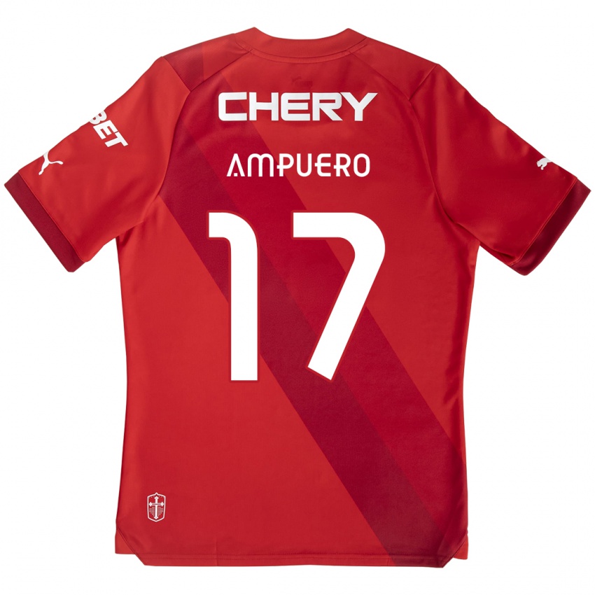 Gyermek Branco Ampuero #17 Piros Fehér Idegenbeli Jersey 2024/25 Mez Póló Ing