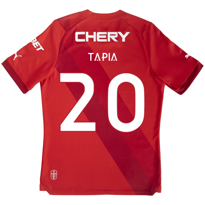 Gyermek Gonzalo Tapia #20 Piros Fehér Idegenbeli Jersey 2024/25 Mez Póló Ing