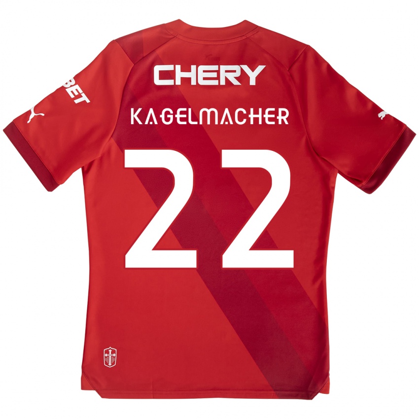 Gyermek Gary Kagelmacher #22 Piros Fehér Idegenbeli Jersey 2024/25 Mez Póló Ing