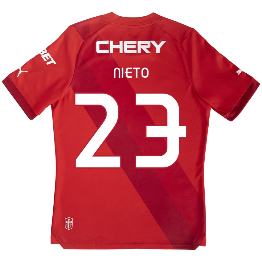 Gyermek Byron Nieto #23 Piros Fehér Idegenbeli Jersey 2024/25 Mez Póló Ing