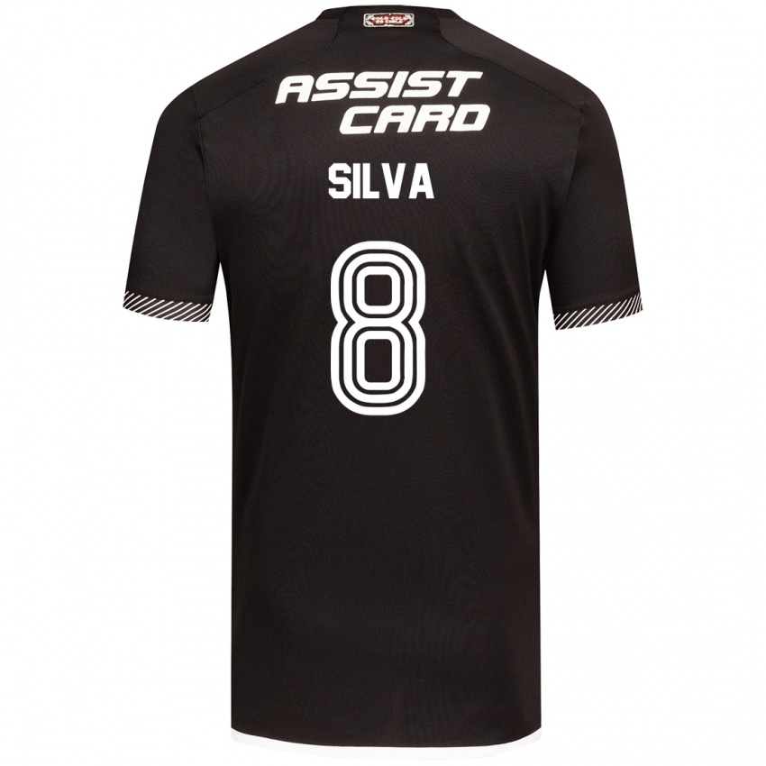 Gyermek Bastián Silva #8 Fekete-Fehér Idegenbeli Jersey 2024/25 Mez Póló Ing